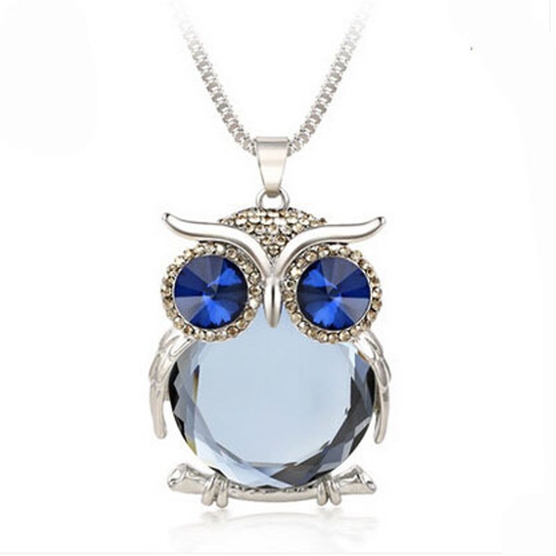 Silver necklace with crystal owlNecklaces
