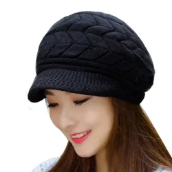 Knitted winter wool hat with visorHats & Caps