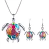 Jewelry set with a rainbow turtle - necklace / earringsJewellery Sets