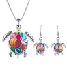 Jewelry set with a rainbow turtle - necklace / earringsJewellery Sets