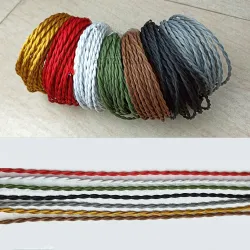 Vintage twisted woven fabric - braided electrical wire - hanging lamp cord - 2 coreLights & lighting