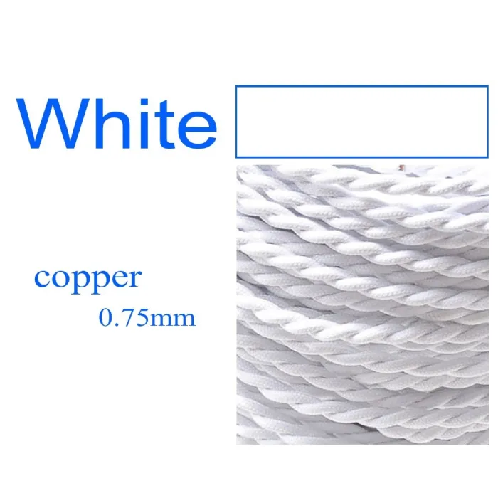 Vintage twisted woven fabric - braided electrical wire - hanging lamp cord - 3 coreLights & lighting