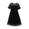 Elegant black chiffon dress with dotsClothing