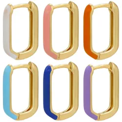Golden rectangle earrings - colorful enamelEarrings