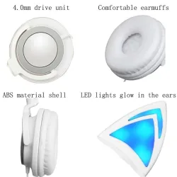 Kids headphones - LED - glowing cat ears - 3.5mm jackEar- & Headphones