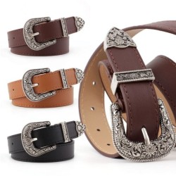 Vintage leather belt - with carved metal buckleBelts
