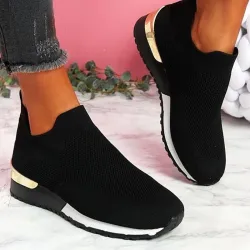 Mesh sports sneakers - slip on shoes - with high platformShoes