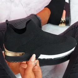 Mesh sports sneakers - slip on shoes - with high platformShoes