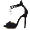 Sexy high heel black sandals - with black crystalsSandals