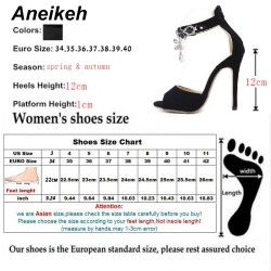 Sexy high heel black sandals - with black crystalsSandals