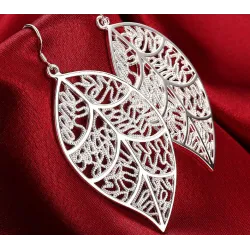 Leaf shaped silver earringsEarrings