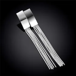Silver long earrings - multi layered tasselsEarrings