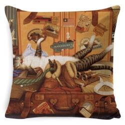 Decorative cushion cover - lazy cat party / books - 45cm * 45cmCushion covers