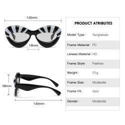 Fashionable sunglasses - striped cat eyesSunglasses