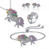 Jewellery set with crystal unicorn - necklace - bracelet - ring - earringsJewellery Sets