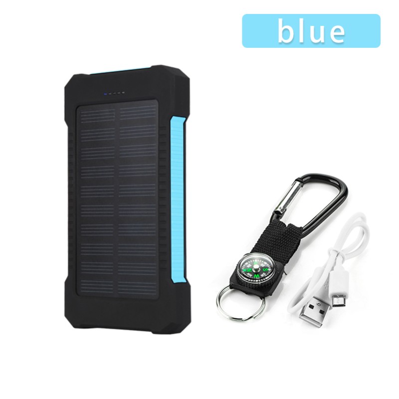 Solar power bank - dual USB - waterproof - with compass keychain - LED - 30000mAhPower Banks