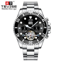 TEVISE - elegant automatic watch - stainless steel - waterproof - silver / blackWatches