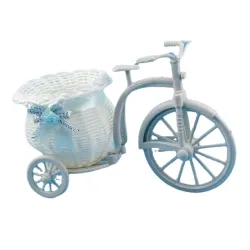 Plastic white bicycle - decorative flower basket - containerGarden