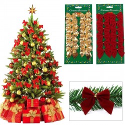 Decorative Christmas tree bowknots - 12 piecesChristmas