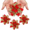 Glitter roses - Christmas tree decoration - 12 piecesChristmas