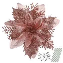 Glitter roses - Christmas tree decoration - 12 piecesChristmas