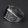 Retro mens signet - with black onyx stone - 925 sterling silverRings