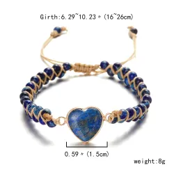 Double layer bracelet - natural stone beads / heart - adjustableBracelets