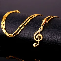 Music note pendant / crystals - with necklaceNecklaces
