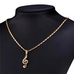 Music note pendant / crystals - with necklaceNecklaces