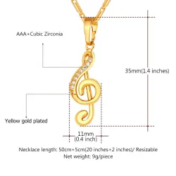 Music note pendant / crystals - with necklaceNecklaces