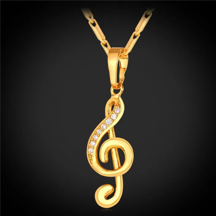 Music note pendant / crystals - with necklaceNecklaces