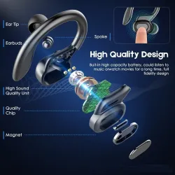 TWS VV2 - Bluetooth earphones - ear hook - with microphone / charging box / LED displayEar- & Headphones