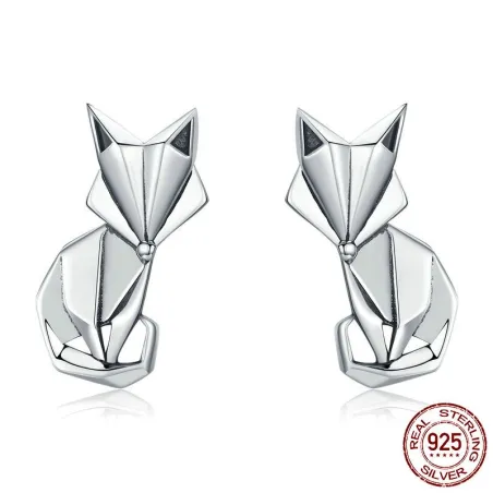 Geometric fox - fashionable silver earringsEarrings