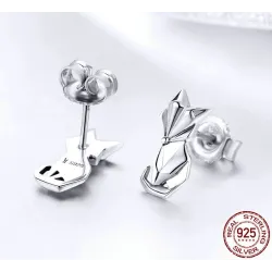 Geometric fox - fashionable silver earringsEarrings