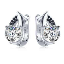 Elegant silver earrings - with white / black crystalsEarrings