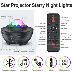 Starry sky projector - LED night light - with speaker - BluetoothLights & lighting