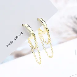 Small round earrings - with a double chainEarrings