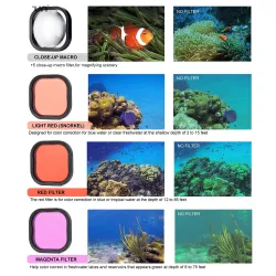Waterproof case with filters for GoPro Hero 9 - 10 - 11 - 12 - protective HousingLenses & filters