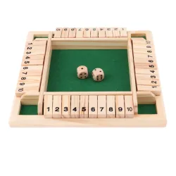 Shut the box - dice board game - 4-sided - 10 number - wooden toy - 4 playersWooden