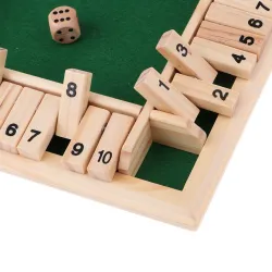 Shut the box - dice board game - 4-sided - 10 number - wooden toy - 4 playersWooden