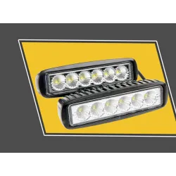 12V - 18W - LED work light for motorcycle - boat - car 4x4 - SUV - ATV - spot / flood lamp - 2 piecesLED light bar
