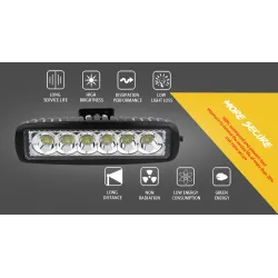 12V - 18W - LED work light for motorcycle - boat - car 4x4 - SUV - ATV - spot / flood lamp - 2 piecesLED light bar