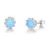 Small stud earrings with round opal - 925 sterling silverEarrings