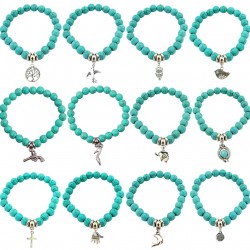 Vintage bracelet - turquoise beads / alloy pendantBracelets