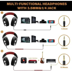 Professional DJ studio headphones - wired stereo headset - with microphoneEar- & Headphones