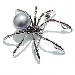 Black spider with pearl - elegant broochBrooches