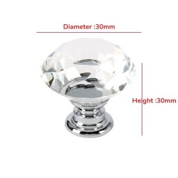 Decorative furniture knob - handle - drawer - wardrobe - crystal diamond - 30mmFurniture