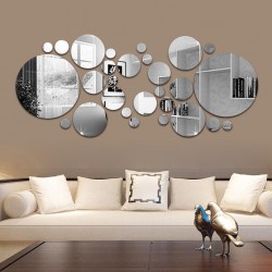 Round mirrors - wall sticker - self adhesive wallpaper - 30 piecesWall stickers