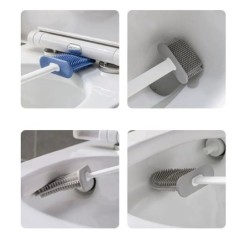 Silicone TPR Toilet Brush and Holder Toilet Bowl Brush with Holder Set Wall Hanging Toilet Brush Silicone Bristles for FloorHome