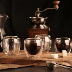 4 Pieces - Heat-resistant - double wall glass cup - glass - tea - espresso - coffeeCup heaters